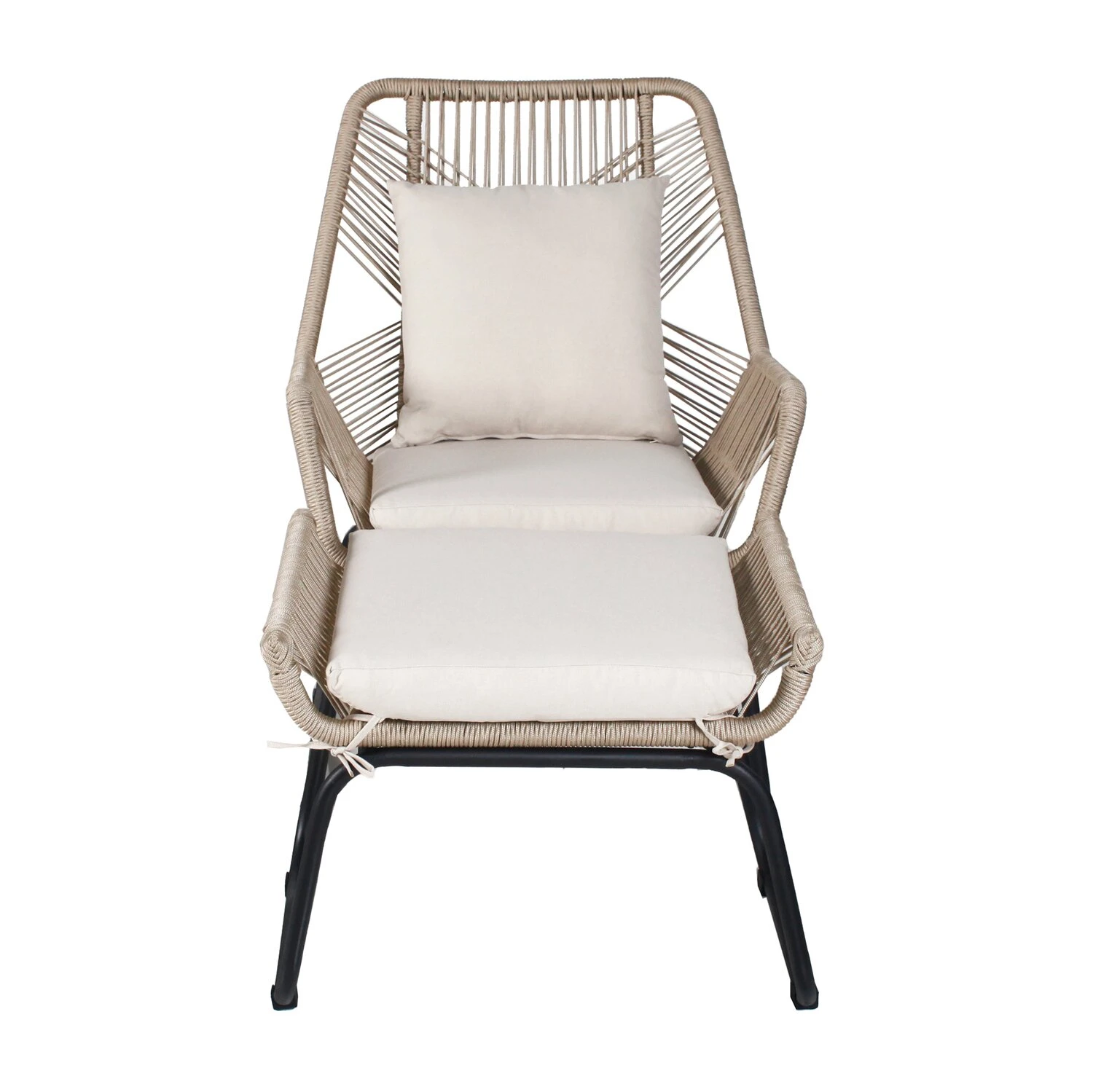 Napoli Loungestoel Met Voetensteun Beige 2 Napoli Loungestoel Met Voetensteun Beige - Afbeelding 2