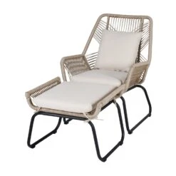 Napoli Loungestoel Met Voetensteun Beige