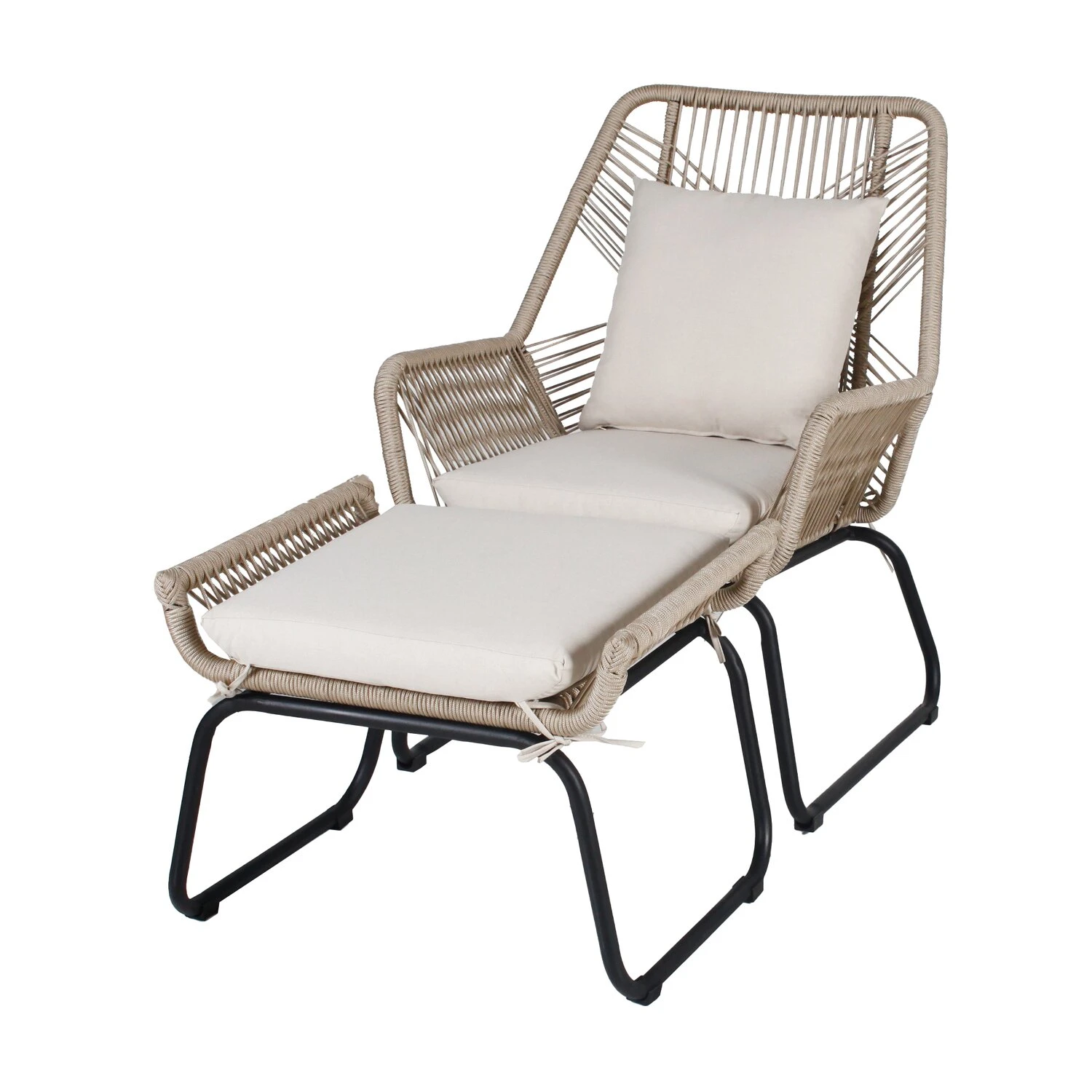 Napoli Loungestoel Met Voetensteun Beige 1 Napoli Loungestoel Met Voetensteun Beige