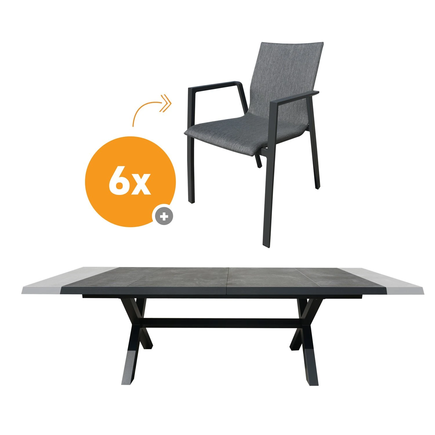 Royal Seasons ALORA Uitschuifbare Dining Set Met 6 Stoelen 1 Royal Seasons ALORA Uitschuifbare Dining Set Met 6 Stoelen