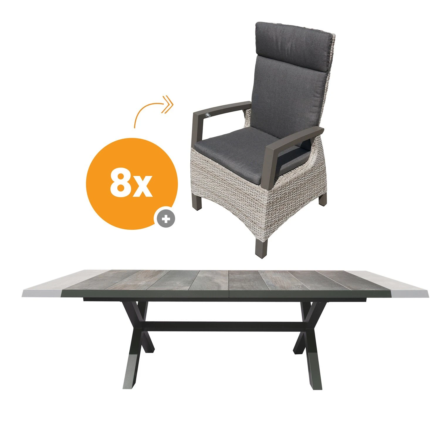 Royal Seasons COSTA DINING Uitschuifbare Tuinset Met 8 Stoelen 1 Royal Seasons COSTA DINING Uitschuifbare Tuinset Met 8 Stoelen