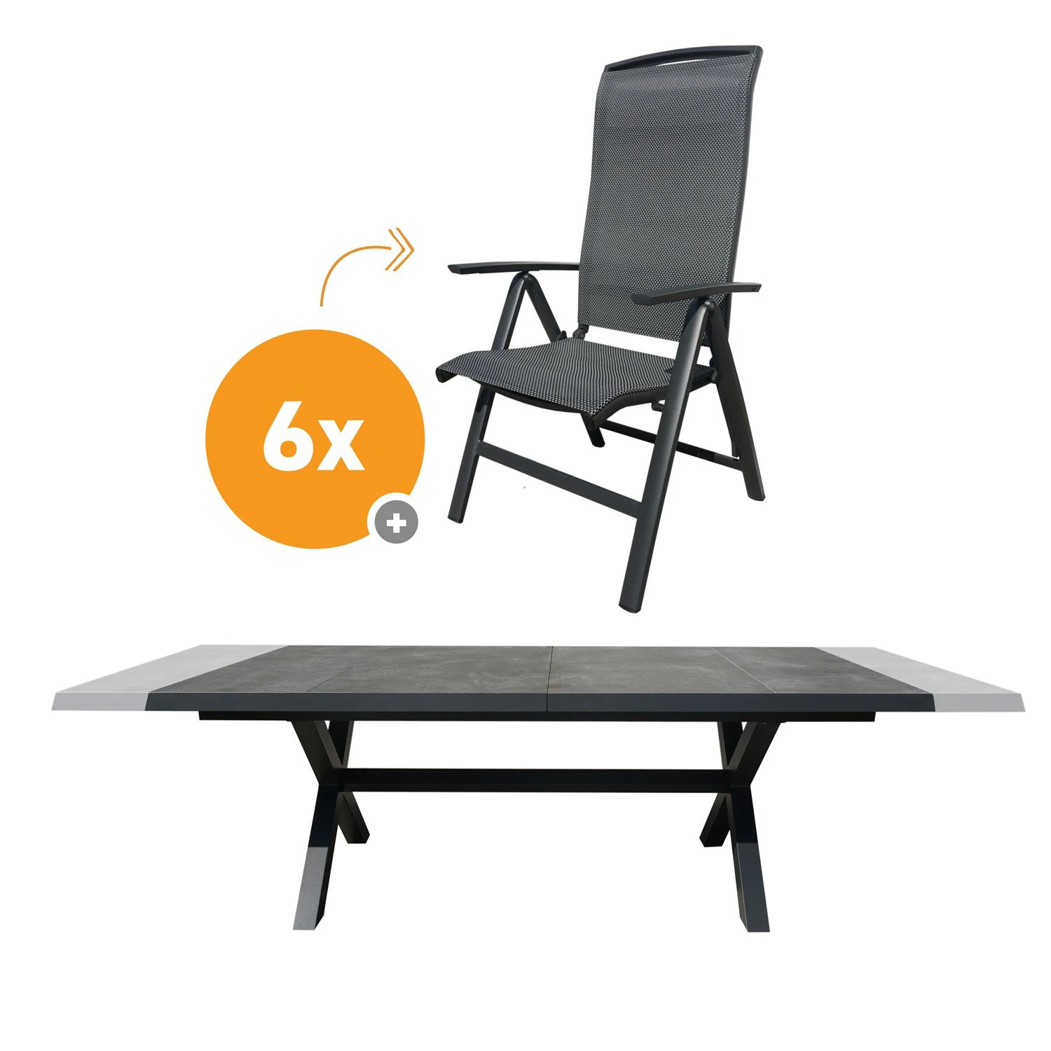 Royal Seasons LA PALMA Uitschuifbare Dining Set Met 6 Stoelen 1 Royal Seasons LA PALMA Uitschuifbare Dining Set Met 6 Stoelen