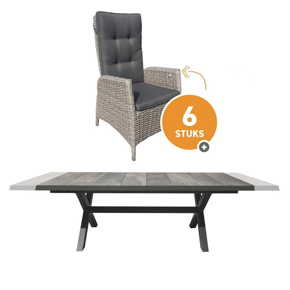 Royal Seasons MARBELLA Dining Uitschuifbare Tuinset - 7-delig 1 Royal Seasons MARBELLA Dining Uitschuifbare Tuinset - 7-delig