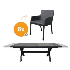 Royal Seasons RONDA Uitschuifbare Dining Set Met 8 Stoelen