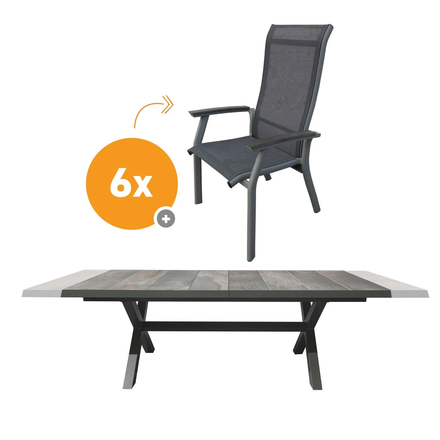 Royal Seasons SEVILLA Uitschuifbare Dining Set Met 6 Stoelen 1 Royal Seasons SEVILLA Uitschuifbare Dining Set Met 6 Stoelen