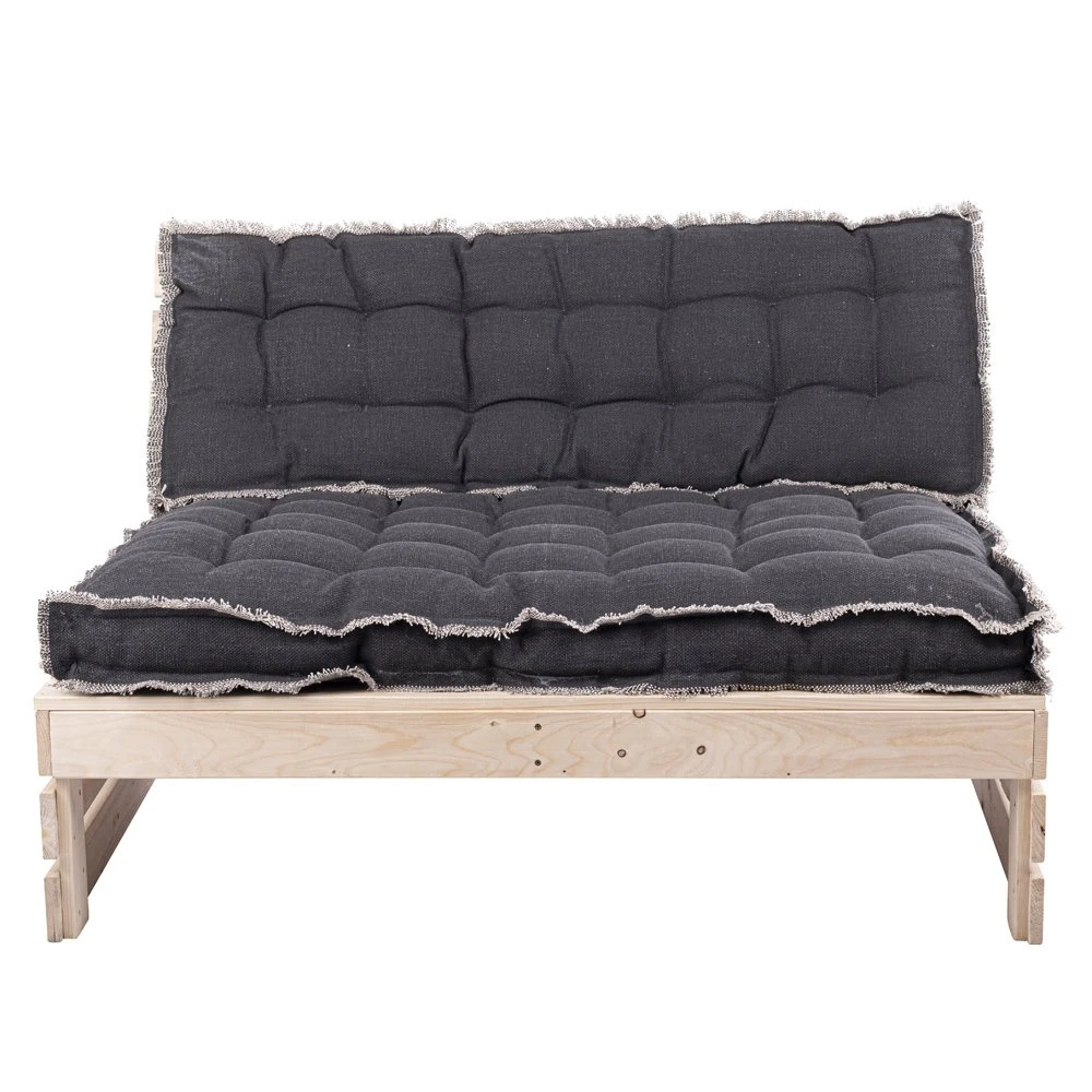 Palletkussen RAFFELED Dark Grey - 120 X 40 X 8 Cm 2 Palletkussen RAFFELED Dark Grey - 120 X 40 X 8 Cm - Afbeelding 2